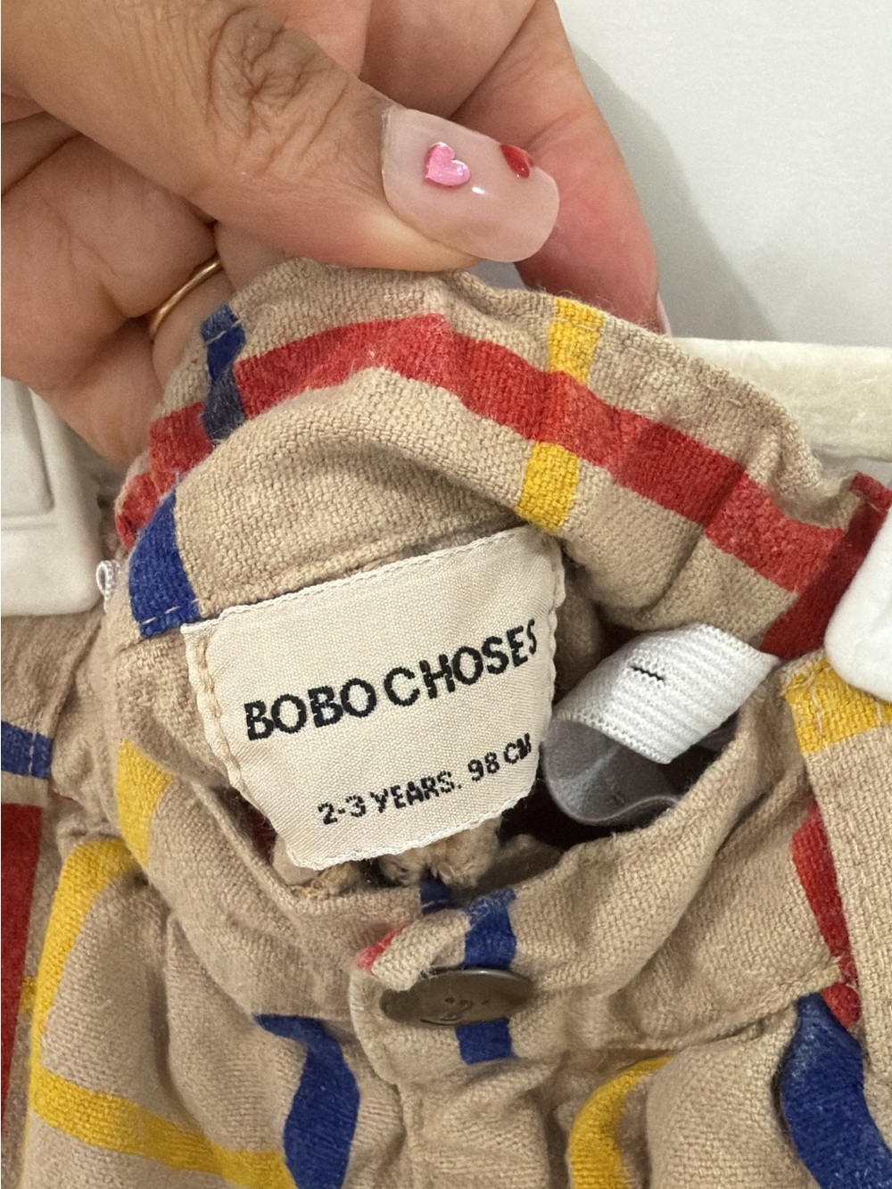 Bobo Choses Shorts in Beige with Red, Blue & Yellow Stripes - Picture 4 of 4